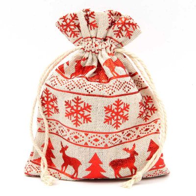 Katoenen zakje met rode winterprint