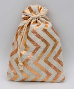 Katoenen zakjes met rose gouden zigzag print